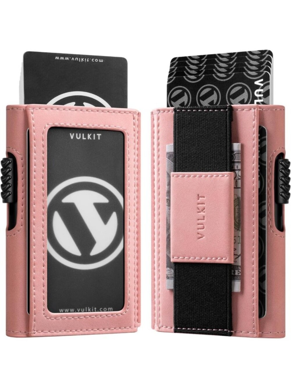 Slim Aluminum RFID Blocking Card Holder with Vegan Leather Sleeve, Pop-Up